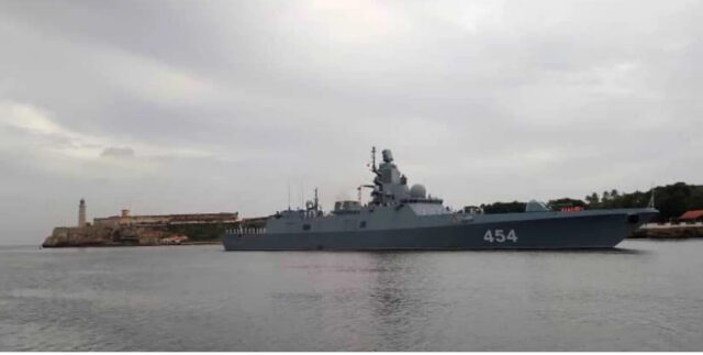 Russian military ships scare away the few tourists