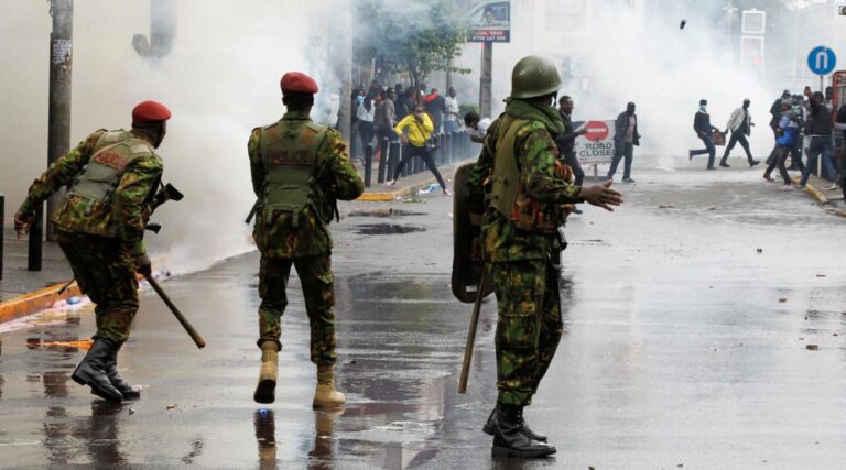 Police officers clash with protesters during a protest against Kenya's proposed Finance Bill 2024/2025 in Nairobi, Kenya, June 20, 2024.