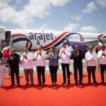 Vice President Raquel Peña leads the reception of the tenth Arajet aircraft