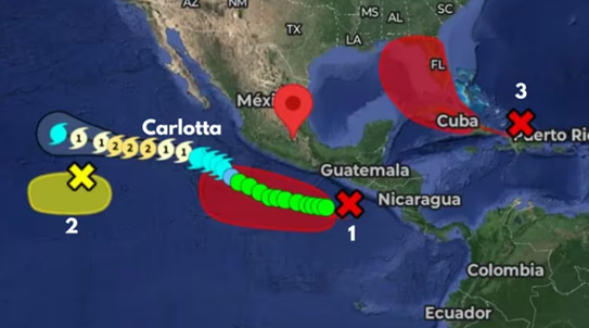 Tropical storm Carlotta forms near Baja California Sur